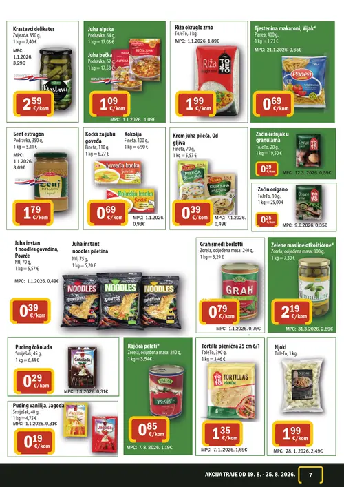 365 Market katalog — stranica 7: Krastavci delikates, Juha alpska, Juha bečka, Riža okruglo zrno (vrijedi 19. 08. 2026.–25. 08. 2026.)