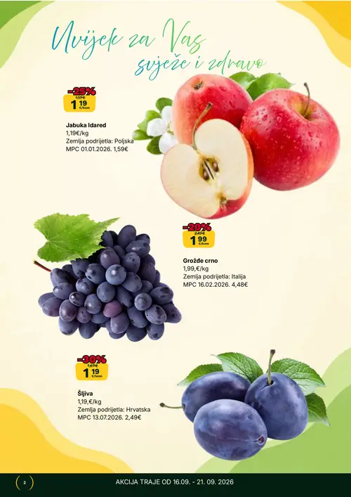 365 Market katalog — stranica 2: Šljiva, Jabuka Idared, Grožđe crno (vrijedi 16. 09. 2026.–22. 09. 2026.)