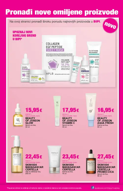 Bipa katalog — stranica 19: APLB COLLAGEN EGF PEPTIDE SHEET MASK, APLB COLLAGEN PEPT CENT™ 18,3%, APLB GLUTHATHIONE NIACINAMIDE EYE CREAM, APLB PDRN VITAMIN C (vrijedi 09. 07. 2026.–22. 07. 2026.)