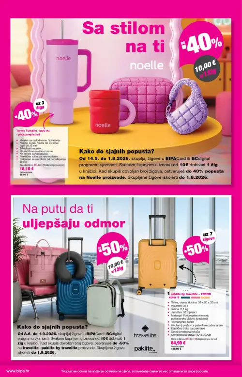 Bipa katalog — stranica 22: paklite by travelite kofer S - TREND, noelle Termo Tumbler (vrijedi 11. 06. 2026.–24. 06. 2026.)