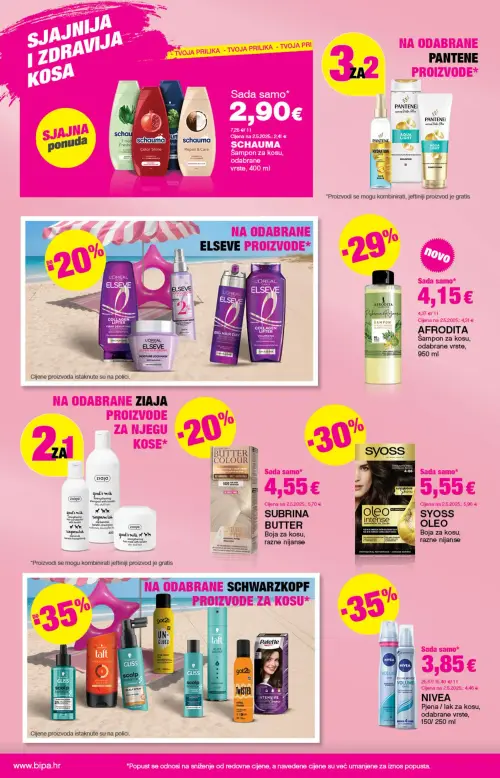 Bipa katalog — stranica 8: SUBRINA BUTTER Boja za kosu, razne nijanse, NIVEA Pjena / lak za kosu, odabrane vrste, SYOSS OLEO Boja za kosu, razne nijanse, AFRODITA Šampon za kosu, odabrane vrste (vrijedi 11. 06. 2026.–24. 06. 2026.)