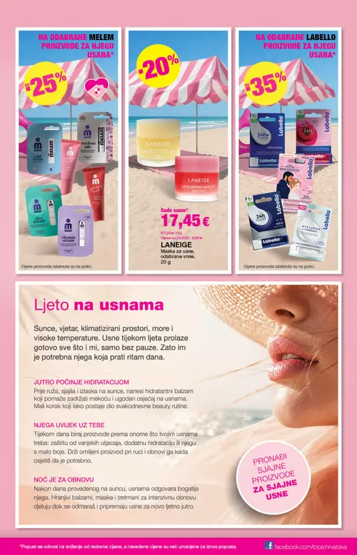 Bipa katalog — stranica 11: LANEIGE LANEIGE LIP SLEEPING MASK EX [VANILLA], Melem Melem hladni krema, Melem Melem sjajni, Melem Melem dragocjena ulja (vrijedi 20. 08. 2026.–02. 09. 2026.)