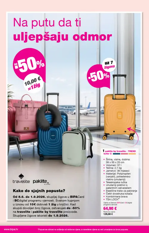 Bipa katalog — stranica 20: travelite paklite by travelite - TREND kofer S (vrijedi 20. 08. 2026.–02. 09. 2026.)