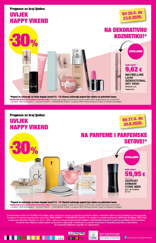 Bipa katalog — stranica 25: GIORGIO ARMANI GIORGIO ARMANI CODE MEN Eau de toilette, MAYBELLINE MAYBELLINE LASH SENSATIONAL SKY HIGH Maskara za trepavice (vrijedi 20. 08. 2026.–02. 09. 2026.)