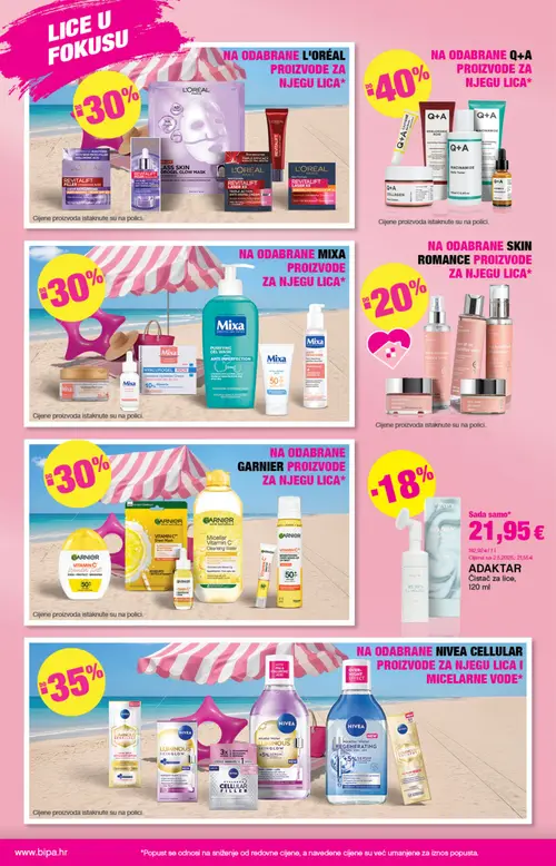 Bipa katalog — stranica 10: ADAKTAR 99.99% La Mousse, Garnier Vitamin C+ Wonder Twist, Garnier Vitamin C+ Sheet Mask, Garnier Micellar Vitamin C+ Cleansing Water (vrijedi 23. 07. 2026.–05. 08. 2026.)