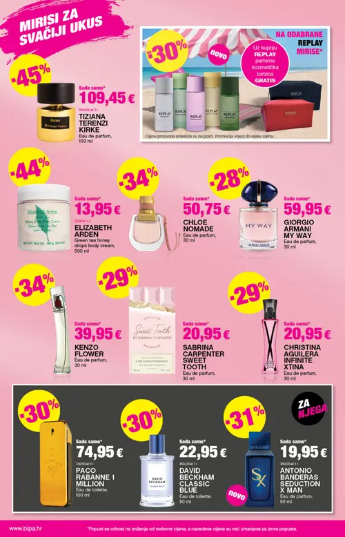 Bipa katalog — stranica 4: DAVID BECKHAM CLASSIC BLUE Eau de toilette, ANTONIO BANDERAS SEDUCTION X MAN Eau de parfum, PACO RABANNE 1 MILLION Eau de toilette, ELIZABETH ARDEN Green tea honey drops body cream (vrijedi 23. 07. 2026.–05. 08. 2026.)
