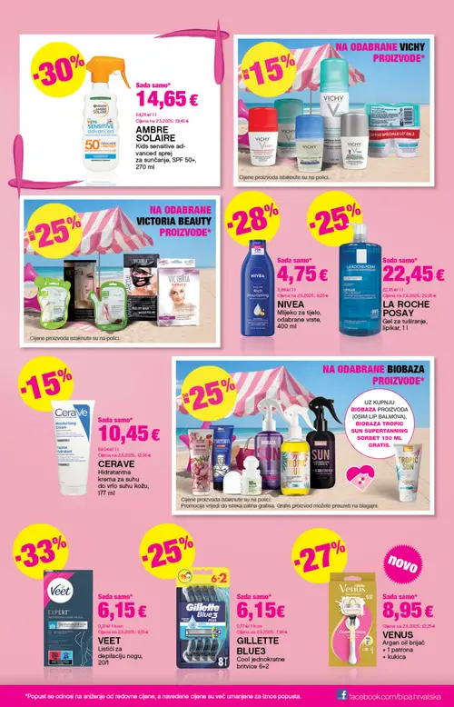 Bipa katalog — stranica 9: VEET VEET Listići za depilaciju nogu, VENUS VENUS Argan oil brijač, LA ROCHE POSAY LA ROCHE POSAY Gel za tuširanje, lipikar, GARNIER AMBRE SOLAIRE Kids sensitive advanced losion za samotamnjenje, SPF 50+ (vrijedi 23. 07. 2026.–05. 08. 2026.)