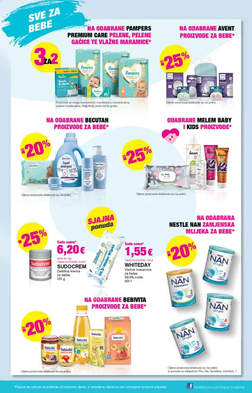 Bipa katalog — stranica 17: Whiteday Whiteday vlažne maramice za bebe, 99.9% voda, Pampers Pampers pelene Fresh & Clean, Pampers Pampers Premium Care pelene, Pampers Pampers pelene (vrijedi 25. 06. 2026.–08. 07. 2026.)