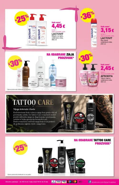 Bipa katalog — stranica 11: LACTOVIT Deo sprej, odabrane vrste, AFRODITA Tekući sapun, odabrane vrste, LACTOVIT Mlijeko za tijelo, odabrane vrste (vrijedi 01.10.–14.10.2026.)