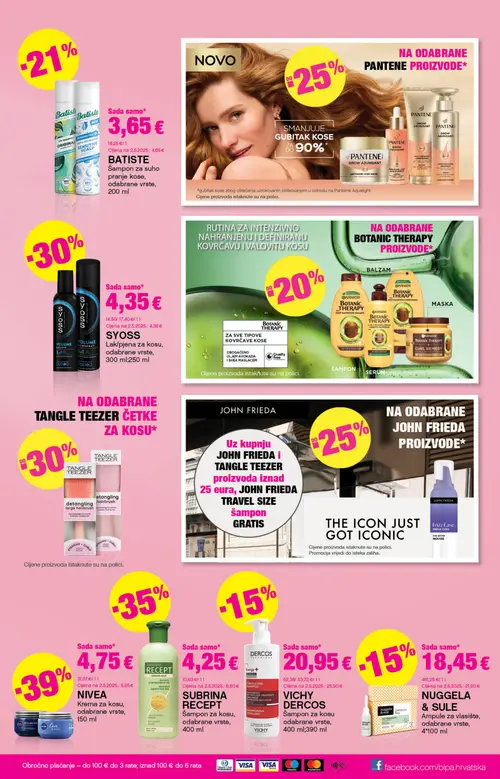 Bipa katalog — stranica 7: SUBRINA RECEPT Šampon za kosu, odabrane vrste, BATISTE Šampon za suho pranje kose, odabrane vrste, VICHY DERCOS Šampon za kosu, odabrane vrste, NIVEA Krema za kosu, odabrane vrste (vrijedi 01.10.–14.10.2026.)