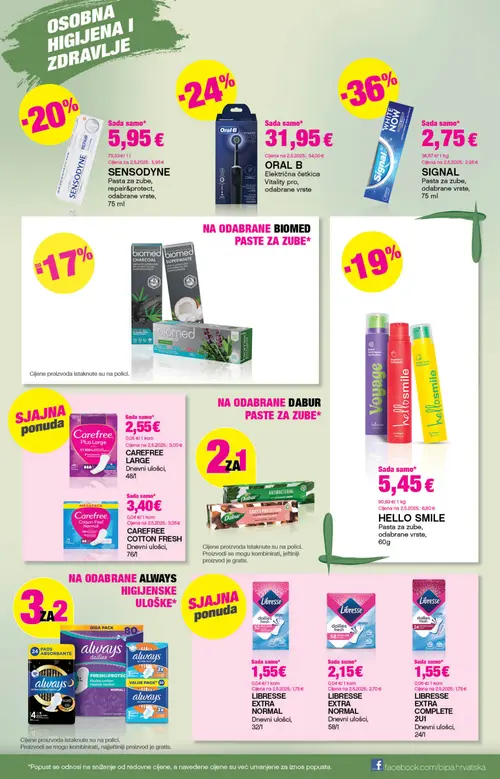 Bipa katalog — stranica 17: LIBRESSE EXTRA NORMAL Dnevni ulošci, HELLO SMILE PASTA ZA ZUBE, LIBRESSE EXTRA NORMAL Dnevni ulošci, LIBRESSE EXTRA COMPLETE 2U1 Dnevni ulošci (vrijedi 03. 09. 2026.–16. 09. 2026.)