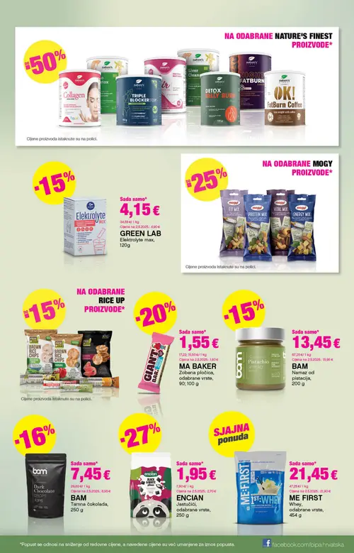 Bipa katalog — stranica 19: ENCIAN Jastučici, odabrane vrste, BAM Tamna čokolada, BAM Namaz od pistacija, GREEN LAB Elektrolyte max (vrijedi 03. 09. 2026.–16. 09. 2026.)