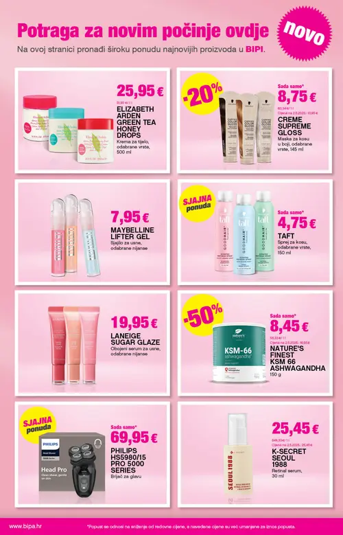 Bipa katalog — stranica 24: ELIZABETH ARDEN GREEN TEA HONEY DROPS, SCHWARZKOPF CREME SUPREME GLOSS, MAYBELLINE LIFTER GEL, TAFT (vrijedi 03. 09. 2026.–16. 09. 2026.)