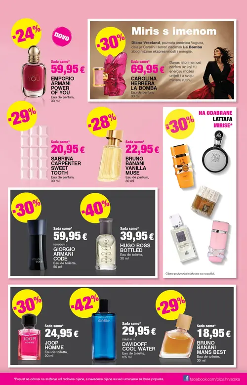 Bipa katalog — stranica 9: DAVIDOFF COOL WATER, EMPORIO ARMANI POWER OF YOU, CAROLINA HERRERA LA BOMBA, SABRINA CARPENTER SWEET TOOTH (vrijedi 03. 09. 2026.–16. 09. 2026.)