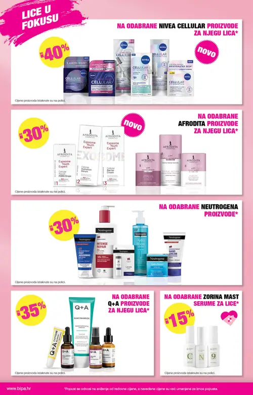 Bipa katalog — stranica 12: Q+A VITAMIN C Brightening Serum, Neutrogena Lipcare Labbra, Q+A NIACINAMIDE, NIVEA CELLULAR EPIGENETICS EYE AWAKENING SERUM (vrijedi 15.10.–28.10.2026.)