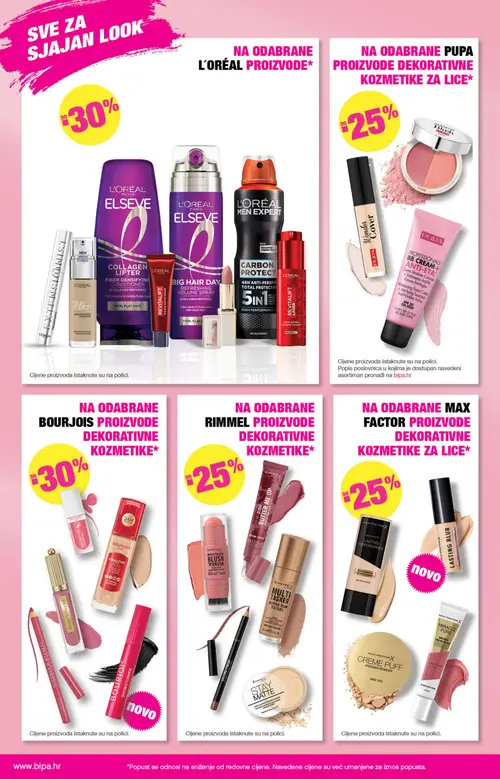 Bipa katalog — stranica 2: L'Oréal Paris Elseve Big Hair Day Refreshing Volume Spray, Pupa Extreme Blush Duo, Bourjois Rouge Velvet Ink, Max Factor Facefinity Lasting Performance Foundation (vrijedi 15.10.–28.10.2026.)