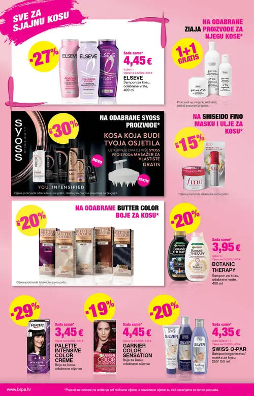 Bipa katalog — stranica 6: ELSEVE Šampon za kosu, odabrane vrste, GARNIER COLOR SENSATION Boja za kosu, odabrane nijanse, BOTANIC THERAPY Šampon za kosu, odabrane vrste, SWISS O-PAR Šampon/regenerator/maska za kosu (vrijedi 15.10.–28.10.2026.)