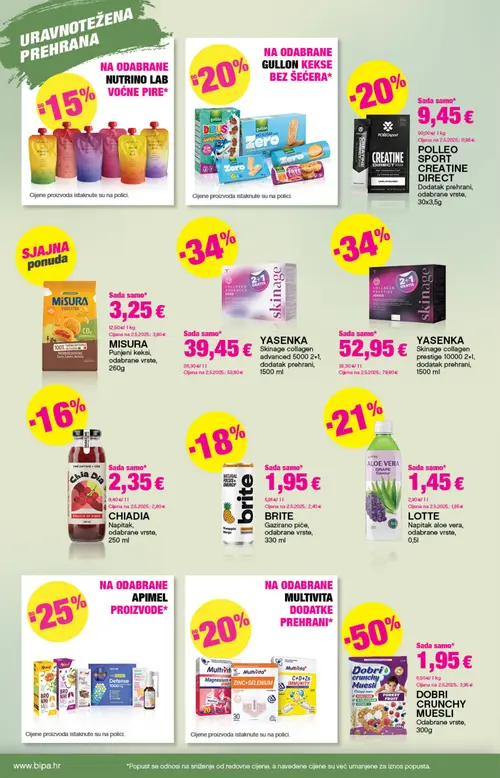 Bipa katalog — stranica 14: POLLEO SPORT CREATINE DIRECT, CHIADIA Napitak, MISURA Punijeni keksi, DOBRI CRUNCHY MUESLI (vrijedi 17. 09. 2026.–30. 09. 2026.)
