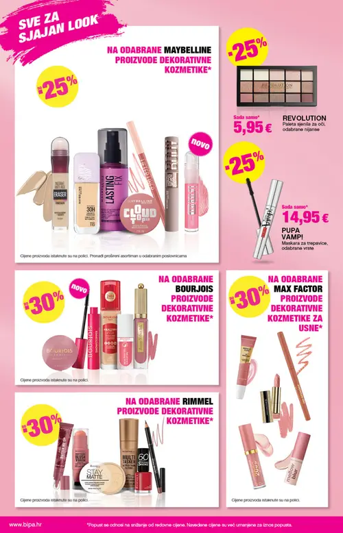 Bipa katalog — stranica 2: PUPA Maskara za trepavice, odabrane vrste, REVOLUTION Paleta sjenila za oči, odabrane nijanse (vrijedi 17. 09. 2026.–30. 09. 2026.)