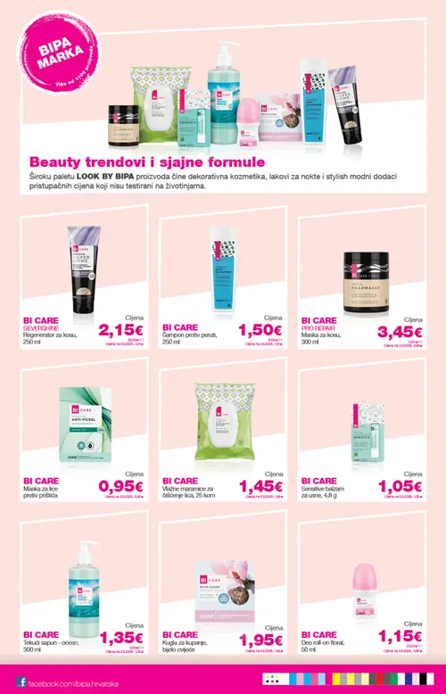 Bipa katalog — stranica 27: BI CARE Regenerator za kosu, 250 ml, BI CARE Šampon protiv peruti, 250 ml, BI CARE PRO Maska za kosu, 300 ml, BI CARE Maska za lice protiv prištića (vrijedi 17. 09. 2026.–30. 09. 2026.)