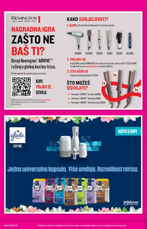 Bipa katalog — stranica 28: Remington Remington® AIRVIVE™ Air Styler AS8930, Remington Remington® AIRVIVE™ Slim pegla S8930, Remington Remington® AIRVIVE™ Rotirajući uvijač CI8930, Glade ONE ricareca (vrijedi 17. 09. 2026.–30. 09. 2026.)
