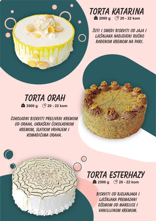 Boso katalog — stranica 10: TORTA KATARINA, TORTA ORAH, TORTA ESTERHAZY (vrijedi 01. 01. 2026.–31. 12. 2026.)