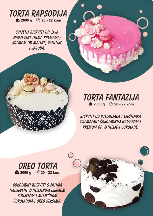 Boso katalog — stranica 11: Torta Rapsodija, Torta Fantazija, Oreo Torta (vrijedi 01. 01. 2026.–31. 12. 2026.)