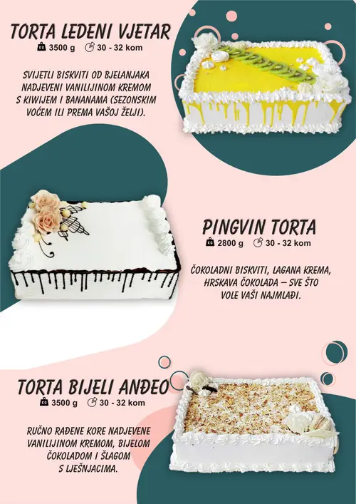 Boso katalog — stranica 13: TORTA LEDENI VJETAR, PINGVIN TORTA, TORTA BIJELI ANĐEO (vrijedi 01. 01. 2026.–31. 12. 2026.)