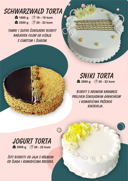 Boso katalog — stranica 8: SCHWARZWALD TORTA 1600 g, SCHWARZWALDTORTA 2500 g, SNIKI TORTA 2800 g, JOGURT TORTA 2000 g (vrijedi 01. 01. 2026.–31. 12. 2026.)