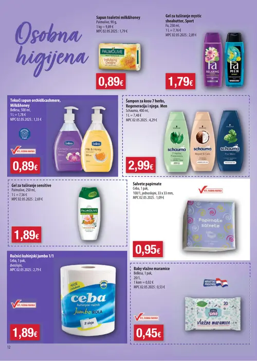 Boso katalog — stranica 12: Palmolive Sapun toaletni milk&honey, Fa Gel za tuširanje mystic sheabutter, Sport, Bellesa Tekući sapun orchid&cashmere, Milk&honey, Schauma Šampon za kosu 7 herbs, Regeneracija i njega, Men (vrijedi 08. 07. 2026.–14. 07. 2026.)