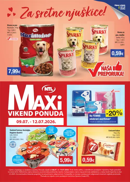 Boso katalog — stranica 16: 7DAYS Croissant kakao, NTL Hrana za pse Maximalno, Sladoled Quattro, SPARKY Hrana za pse, mačke Sparky (vrijedi 08. 07. 2026.–14. 07. 2026.)
