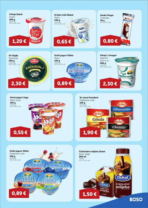 Boso katalog — stranica 5: Dukat Vrhnje Dukat Kiselo, Dukat B Aktiv LGG Dukat Natur, Kinder Kinder Pingui Čokolada, Hajdu Sir Hajdu Kačkavalj (vrijedi 13. 08. 2026.–19. 08. 2026.)