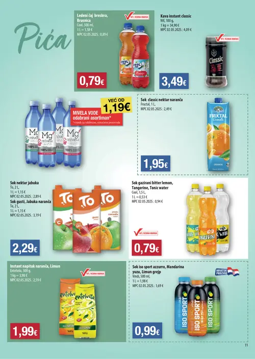 Boso katalog — stranica 11: Ledeni čaj breskva, Brusnica, Kava instant classic, Fructal Sok classic nektar naranča, Cool Sok gazirani bitter lemon, Tangerine, Tonic water (vrijedi 17. 09. 2026.–22. 09. 2026.)