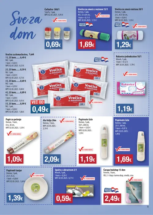 Boso katalog — stranica 15: ToJeTo Čačkalice 300/1, Daneo Vrećice za smeće s vezicom 15/1, Daneo Vrećica za smeće mirisna 30/1, Ntl Vrećice za domaćinstvo, 1 pak (vrijedi 17. 09. 2026.–22. 09. 2026.)
