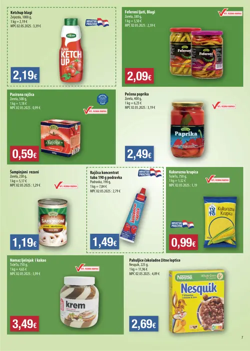 Boso katalog — stranica 7: Podravka Rajčica koncentrat tuba, Zorela Pasirana rajčica, Zvijezda Ketchup blagi, Nesquik Pahuljice čokoladne žitne loptice (vrijedi 17. 09. 2026.–22. 09. 2026.)