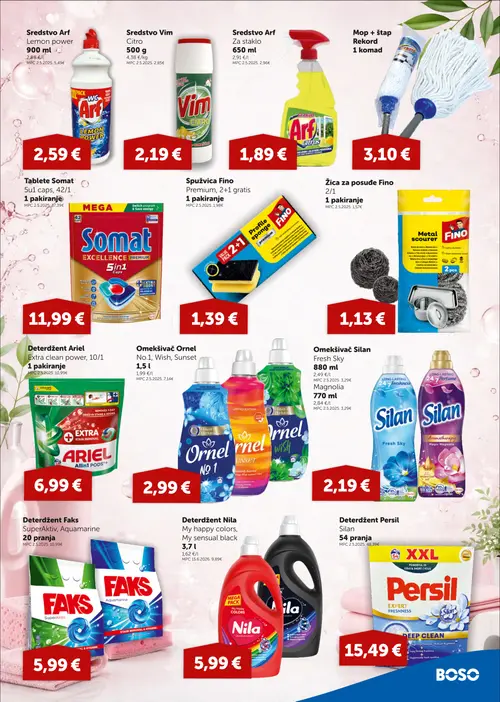 Boso katalog — stranica 13: Arf Sredstvo Arf Lemon power, Vim Sredstvo Vim Citro, Arf Sredstvo Arf Za staklo, Rekord Mop + štap Rekord (vrijedi 27. 08. 2026.–09. 09. 2026.)