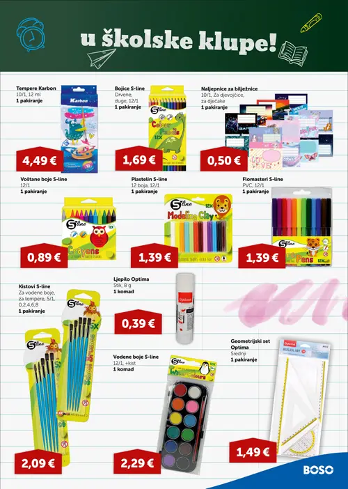 Boso katalog — stranica 15: Karbon Temperae Karbon, S-line Bojice S-line, Naljepnice za bilježnice, S-line Voštane boje S-line (vrijedi 27. 08. 2026.–09. 09. 2026.)