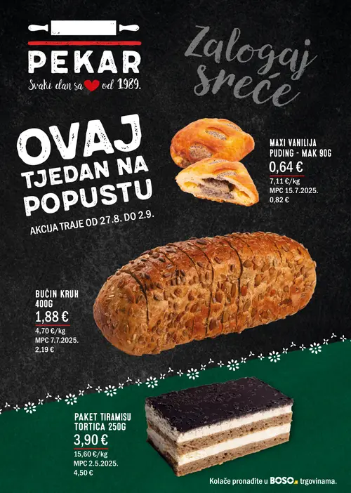 Boso katalog — stranica 2: MAXI VANILIJA PUDING - MAK 90G, BUĆIN KRUH, PAKET TIRAMISU TORTICA (vrijedi 27. 08. 2026.–09. 09. 2026.)