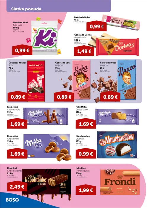 Boso katalog — stranica 8: Čokolada Dubai, Mikado Čokolada Mikado Riža, Zvečevo Čokolada Seka Mliječna, Zvečevo Čokolada Braco Mliječna (vrijedi 27. 08. 2026.–09. 09. 2026.)