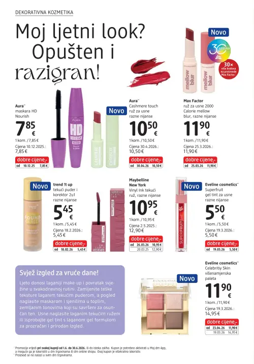 dm katalog — stranica 14: Eveline cosmetics Celebritiy Skin višenamjenska paleta, Maybelline New York Vinyl Ink tekući ruž, razne nijanse (vrijedi 15. 06. 2026.–29. 06. 2026.)