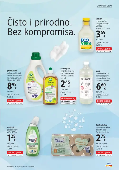 dm katalog — stranica 33: Ecover omekšivač za rublje gardenija i vanilija, planet pure univerzalni tekući deterdžent za pranje rublja Lavanda, planet pure deterdžent za ručno pranje posuđa Limeta & verbena, pero univerzalni koncentrat za pranje podova i površina lavanda i menta (vrijedi 15. 06. 2026.–29. 06. 2026.)