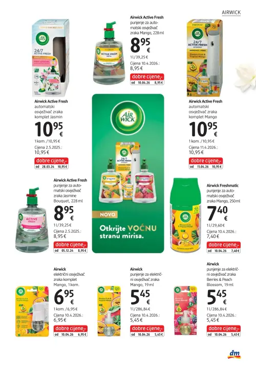 dm katalog — stranica 35: Airwick Airwick Active Fresh punjenje za automatski osvježivač zraka Mango, Airwick Airwick Active Fresh automatski osvježivač zraka komplet Jasmin, Airwick Airwick Active Fresh automatski osvježivač zraka komplet Mango, Airwick Airwick Active Fresh punjenje za automatski osvježivač zraka Jasmine Bouquet (vrijedi 15. 06. 2026.–29. 06. 2026.)