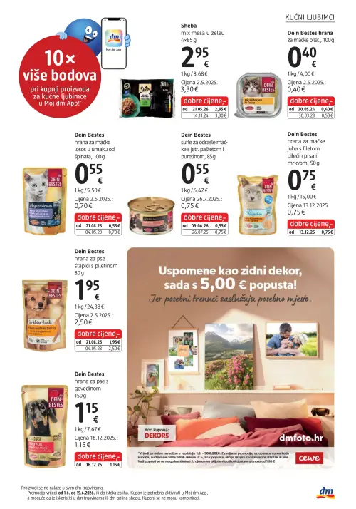 dm katalog — stranica 39: Dein Bestes sufle za odrasle mačke s jetr. paštetom i puretinom, Dein Bestes hrana za pse štapići s piletinom, Dein Bestes hrana za mačke losos u umaku od špinata, Dein Bestes hrana za mačke pilet. (vrijedi 15. 06. 2026.–29. 06. 2026.)