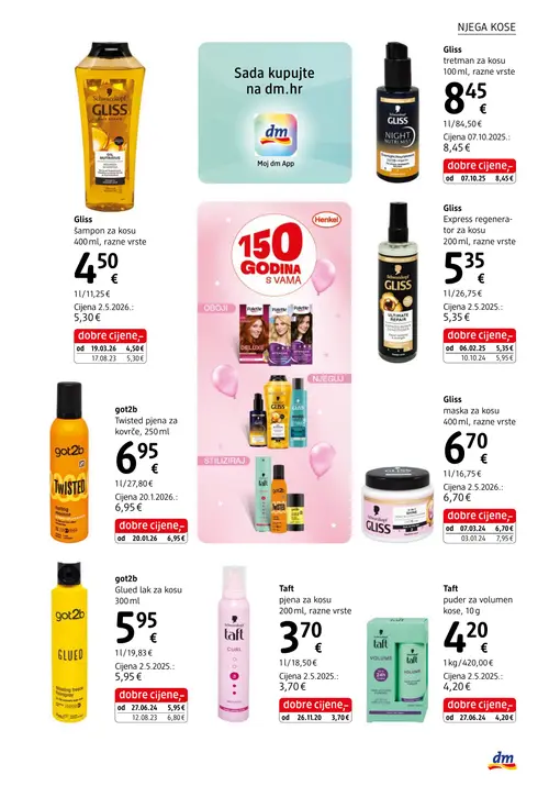 dm katalog — stranica 23: Gliss Gliss tretman za kosu, razne vrste, Gliss Gliss šampon za kosu, razne vrste, Gliss Gliss Express regenerator za kosu, razne vrste, got2b got2b Twisted pjena za kovrče (vrijedi 15. 08. 2026.–29. 08. 2026.)