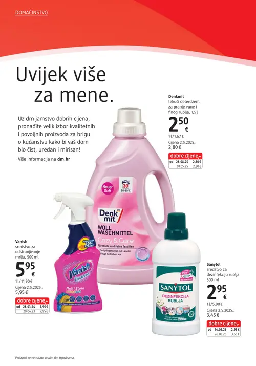 dm katalog — stranica 16: Sanytol sredstvo za dezinfekciju rublja, Denkmit tekući deterdžent za pranje vune i finog rublja, Vanish sredstvo za odstranjivanje mrlja (vrijedi 15. 09. 2026.–29. 09. 2026.)