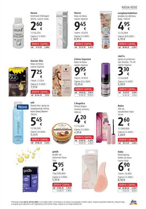 dm katalog — stranica 33: Itabo Detangling četka za kosu razne boje, réell'e sprej za prekrivanje izrasta, razne nijanse, L'Angelica Shine Argan maska za kosu, got2b puder za volumen kose (vrijedi 15. 09. 2026.–29. 09. 2026.)