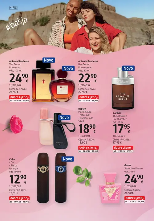 dm katalog — stranica 36: Antonio Banderas The Secret Prive man edp, Antonio Banderas Her Secret Prive woman edp, s.Oliver The Absolute Scent Amber edt, Replay Marble Aura man, edt (vrijedi 15. 09. 2026.–29. 09. 2026.)