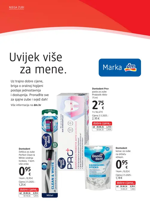 dm katalog — stranica 4: Dontodent četkica za zube Perfect Clean & White srednja tvrdoća, Dontodent konac za zube na držaču, Dontodent Pro+ pasta za zube Probiotik Aktiv (vrijedi 15. 09. 2026.–29. 09. 2026.)
