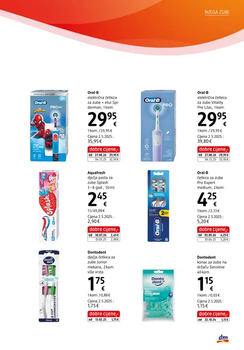 dm katalog — stranica 11: Oral-B četkica za zube Pro Expert medium, 2 kom., Aquafresh dječja pasta za zube SPLASH 3-8 god., 50 ml, Oral-B električna četkica za zube + etui Spider-man, 1 kom., Oral-B električna četkica za zube Vitality Pro Lilac, 1 kom. (vrijedi 01.10.–15.10.2026.)