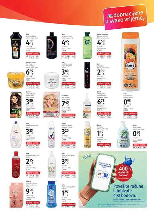 dm katalog — stranica 5: Balea voni šampon Family, Dove gel za tuširanje XXL, Garnier Color Naturals boja za kosu, razne nijanse, Rexona deo sprej Bright Bouquet (vrijedi 30. 09. 2026.–14. 10. 2026.)